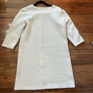 Cream Diamond Quilted Sweater Dress